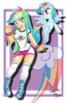  armband clothing cutie_mark danmakuman duo equine female flying friendship_is_magic hair horse human humanized mammal miniskirt multi-colored_hair my_little_pony pegasus pony purple_eyes rainbow_dash_(mlp) rainbow_hair shirt shoes skirt socks wings 