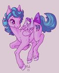  bow cutie_mark equine female feral firefly_(mlp) fur hair hooves horse mammal mutisija my_little_pony pegasus pink_fur plain_background pony purple_eyes smile solo wings 