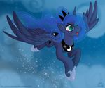  blue_eyes cloud crown cutie_mark equine falleninthedark female feral flying friendship_is_magic horn mammal my_little_pony necklace night princess_luna_(mlp) solo sparkles stars winged_unicorn wings 