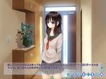  black_hair long_hair original purple_eyes school_uniform shitou_(4h) shizuki_shiori solo translation_request 