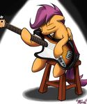  bass bass_guitar cub equine eyes_closed female feral friendship_is_magic guitar hair horse mammal mattings my_little_pony pegasus pony purple_hair scootaloo_(mlp) sitting solo spotlight stool wings young 