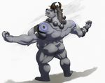  back_turned biceps bovine butt cattle horn hybrid looking_at_viewer looking_back male muscles necklace nude solo taoren 