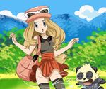  1girl blonde_hair blue_eyes long_hair nintendo pancham pokemon pokemon_(game) pokemon_xy serena_(pokemon) 