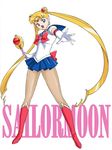  1girl bishoujo_senshi_sailor_moon bishoujo_senshi_sailor_moon_s blonde_hair blue_eyes boots earrings female long_hair looking_at_viewer magical_girl open_mouth pantyhose pose sailor_moon school_uniform serafuku skirt solo tsukino_usagi twintails uraharukon very_long_hair wand 