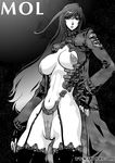  1girl breasts large_breasts long_hair monochrome solo space yuri_ai 