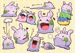  angry azuma_minatsu blush creature expressions fume gen_3_pokemon gen_6_pokemon goomy gulpin hands heart monster no_humans open_mouth pokemon pokemon_(creature) pout shiny shiny_pokemon sleeping solid_circle_eyes speech_bubble spheal 