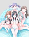  :d :o arare_(kantai_collection) arashio_(kantai_collection) asashio_(kantai_collection) bad_id bad_pixiv_id bed bed_sheet black_hair blue_bra blue_eyes blue_panties bow bow_panties bra brown_eyes brown_hair comah double_bun kantai_collection kasumi_(kantai_collection) light_brown_hair long_hair looking_at_viewer michishio_(kantai_collection) multiple_girls on_bed ooshio_(kantai_collection) open_mouth panties pink_bra pink_panties purple_eyes short_hair smile striped striped_bra striped_panties twintails underwear underwear_only white_bra white_panties 