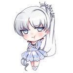  1girl chibi crossed_arms pout rwby ryuu simple_background solo weiss_schnee white_hair 