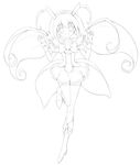  absurdres bad_id bad_pixiv_id bike_shorts boots choker cure_happy dress full_body greyscale head_wings highres hoshizora_miyuki isumi_(i-spixi) knee_boots lineart long_hair looking_at_viewer magical_girl monochrome open_mouth precure skirt smile smile_precure! solo tiara transparent_background twintails 