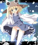  :d blonde_hair blue_eyes blush francis_de_lariatte hair_ribbon hand_on_headwear hat lowleg lowleg_panties moriya_suwako open_mouth panties ribbon short_hair smile solo thighhighs touhou underwear 