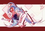  aqua_eyes aqua_hair braids dress hatsune_miku long_hair sourxuan thighhighs twintails vocaloid 