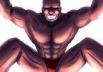  abs adon_(cho_aniki) bald biceps cho_aniki dark_skin dark_skinned_male grin male_focus male_swimwear muscle rape_face smile solo swim_briefs swimwear you_gonna_get_raped 