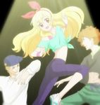  2boys aikatsu! aikatsu!_(series) blonde_hair dancing highres hoshimiya_ichigo long_hair multiple_boys people red_eyes ribbon screencap 