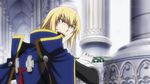  1boy animated animated_gif anime arc_system_works battle blazblue blazblue:_alter_memory blonde_hair crazy-eyes crazy_eyes crazy_smile gloves ice kisaragi_jin lowres male male_focus military military_uniform pillar quality sword uniform weapon 