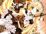  2girls black_hair blonde_hair blue_eyes brigitte_load_meroving kanora lolita_fashion maricca_load_meroving multiple_girls nekoneko_soft siblings sisters white_~blanche_comme_la_lune~ 