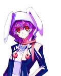  animal_ears bad_id bad_pixiv_id bunny_ears hat hood hoodie kasuga_ayumu_(haruhipo) purple_hair red_eyes reisen_udongein_inaba solo touhou 