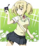  juumonji original school_uniform solo sweater_vest tape_measure twintails vest 