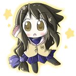  :o \o/ aoblue arms_up black_hair blazer blush brown_eyes chibi clannad hikarizaka_private_high_school_uniform ibuki_fuuko jacket long_hair outstretched_arms pantyhose school_uniform solo star 