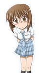  brown_eyes brown_hair glasses hagiwara_yukiho idolmaster idolmaster_(classic) idolmaster_live_for_you! necktie rough_time_school school_uniform short_hair solo yoshiwo_(kanikama) 