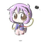  aoblue bird brown_eyes chibi floating komeiji_satori purple_hair reiuji_utsuho reiuji_utsuho_(bird) solo touhou 