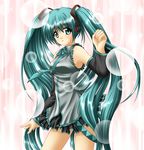  aqua_eyes aqua_hair bubble detached_sleeves hatsune_miku kagura_chitose long_hair necktie skirt solo twintails vocaloid 