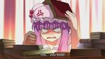  anger_vein angry book hat maikaze object_on_head patchouli_knowledge ribbon screencap solo subtitled tears touhou touhou_musou_kakyou 