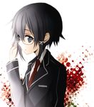  asada_shino bad_id bad_pixiv_id black_eyes black_hair glasses necktie school_uniform short_hair sword_art_online tsukimori_usako 