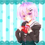  aoi_(kiyokiyoaomushi) blush box heart heart-shaped_box highres purple_eyes purple_hair solo valentine 