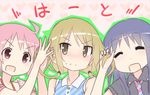  blonde_hair blush closed_eyes hinata_yukari ichii_yui kuroba_u long_hair multiple_girls nonohara_yuzuko open_mouth pink_hair purple_hair short_hair smile twintails yellow_eyes yuyushiki 