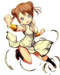  alternate_color alternate_costume bad_id bad_pixiv_id blue_eyes boots breasts brown_hair china_dress chinese_clothes chun-li cleavage cleavage_cutout double_bun dress medium_breasts open_mouth pelvic_curtain sandarumi solo street_fighter younger 