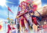  3girls absurdres aqua_hair glasses highres hikage_eiji kannei koihime_musou multiple_girls pink_hair purple_hair rikuson sonken thighhighs 