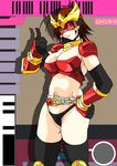  belt bikini_bottom bracer breastplate breasts brown_hair card card_background collar crest curvy elbow_gloves gloves headpiece kamen_rider kamen_rider_kuuga kamen_rider_kuuga_(series) rider-tan short_hair shoulder_pads thick_thighs thighhighs thighs thumbs_up visor 