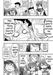  5girls :&gt; =_= admiral_(kantai_collection) akebono_(kantai_collection) bell blush chibi comic crying drooling english flower greyscale hair_bell hair_bobbles hair_flower hair_ornament hard_translated highres hiyou_(kantai_collection) isuzu_(kantai_collection) jingle_bell kantai_collection kurogane_gin military military_uniform monochrome multiple_girls non-web_source pleated_skirt ribbon sazanami_(kantai_collection) school_uniform serafuku short_hair skirt translated twintails uniform ushio_(kantai_collection) 