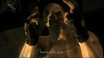  animated animated_gif blood facial_hair fingerless_gloves gloves grey_hair liquid_ocelot lowres lying metal_gear_(series) metal_gear_solid_4 mustache revolver_ocelot 
