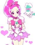  bow choker chypre_(heartcatch_precure!) cure_blossom dress hanasaki_tsubomi heart heartcatch_precure! long_hair magical_girl pink_bow pink_choker pink_eyes pink_hair ponytail precure ribbon smile yukito_mayumi 