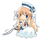  blonde_hair blue_eyes chibi heterochromia keychain long_hair lowres original personification red_eyes simple_background solo sos-dan_logo sos_ji suzumiya_haruhi_no_yuuutsu very_long_hair white_background yuoye 