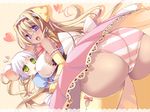  :d animal_ears ass bad_id bad_pixiv_id blonde_hair blush breasts dark_skin elbow_gloves flying_sweatdrops glasses gloves green_eyes heart large_breasts long_hair mouse_ears multiple_girls open_mouth original panties short_hair silver_hair smile striped striped_panties tears thighhighs underwear yace yellow_legwear 