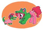  alligator blue_eyes costume cutie_mark equine female feral friendship_is_magic fur gummy_(mlp) hair horse kittenkraze long_hair male mammal my_little_pony open_mouth pink_fur pink_hair pinkie_pie_(mlp) pony purple_eyes reptile scalie smile tongue 