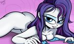  bedroom_eyes bent_over blue_eyes breasts cleavage equestria_girls female hair human humanized inviting killryde long_hair looking_at_viewer mammal my_little_pony nude purple_hair rarity_(eg) smile solo wet_hair 