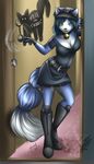  badge belt canine door female fox halloween handcuffs hat holidays knee_boots knee_high_boots krystal mammal nintendo police_uniform shackles shana star_fox starfox94 trick_or_treat video_games 