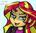  2013 clothing comic equestria_girls female hair human my_little_pony plain_background sunset_shimmer_(eg) text two_tone_hair yellow_skin 