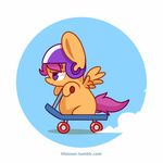  chubby cub dust equine female feral friendship_is_magic frown fur hair helmet horse lifeloser mammal my_little_pony orange_fur pegasus pony purple_eyes purple_hair scootaloo_(mlp) scooter solo wings young 