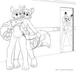  anthro black_and_white breasts canine clothing collar female fox foxlau hair jamesfoxbr jully krystal male mammal masturbation monochrome nintendo nipples nude open_mouth pussy smile standing star_fox straight teeth tongue tongue_out video_games voyeur 