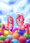  blue_eyes cutie_mark duo equine female feral friendship_is_magic fur hair horse mammal my_little_pony pink_fur pink_hair pinkamena_(mlp) pinkie_pie_(mlp) pony sitting solakya square_crossover 