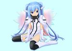  blue_eyes blue_hair boots collar elbow_gloves long_hair nymph sora_no_otoshimono thighhighs wings 