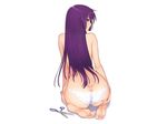  ass bakemonogatari barefoot long_hair monogatari_(series) panties possible_duplicate purple_eyes purple_hair senjougahara_hitagi taka_tony underwear white 