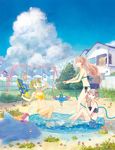  bad_id bad_pixiv_id barefoot bikini bird blue_eyes cloud day flower food green_eyes green_hair hose long_hair multiple_girls navel one_eye_closed original ponytail pool popsicle purple_hair red_eyes red_hair short_hair side_ponytail sky swimsuit swing swing_set twintails water water_gun yuuko_(nora0x0) 