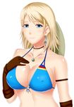  alternate_costume bikini_top blonde_hair blue_eyes breasts capcom cleavage covered_nipples cowboy_hat demento earrings erect_nipples fiona_belli gloves hat jewelry large_breasts necklace 