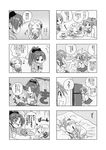  4koma abekawa comic doujinshi greyscale highres kaname_madoka mahou_shoujo_madoka_magica miki_sayaka monochrome multiple_4koma multiple_girls sakura_kyouko scan tomoe_mami translation_request 