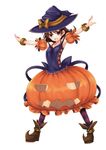  bad_id bad_pixiv_id brown_eyes brown_hair bubble_skirt halloween original pumpkin_costume sakurai_unan short_hair skirt solo white_background 